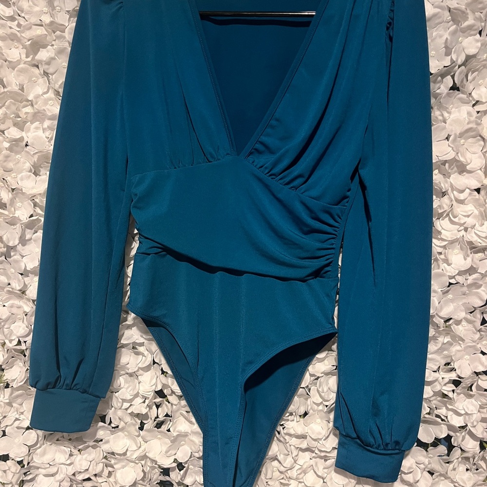 SHEIN Teal Long Sleeve Blouse